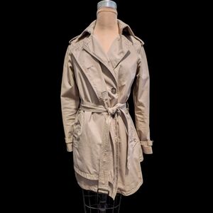 ALL SAINTS Spitalfields Tan Poplin Hanover Trench Coat Sz 10